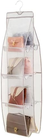 AARAINBOW 1 Pack Hanging Handbag Purse Organizer for Closet, Hand Bag Organizer Holder 8 Pockets, Space Saving Wardrobe Purse Storage Organizer for Women, 46 L x 13.8W (A-Gray) by AARAINBOW
