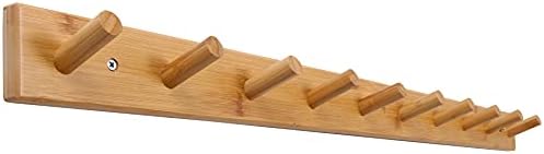 SKOLOO Wall Mounted Coat Rack 38", 10 Hooks, Bamboo, Shaker Style, Natural by SKOLOO
