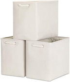 Bidtakay Extra Large Storage Baskets for Organizing Clothes Storage Bins 3 Pack Fabric Storage Bins for Shelves Linen Collapsible Organizer for Closet-Light Biege by BidtakayBaskets