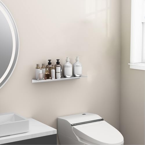 Danpoo 20 inch Floating Shelf for Wall Organizer & Storage, Display Shelf, Metal Wall Shelf for Bathroom, Living Room, Kitchen, Bedroom(Silver) - Image 5