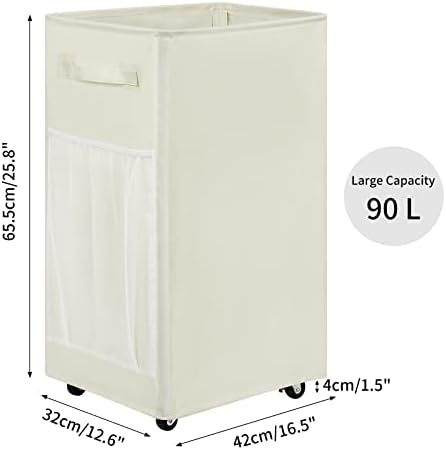 Chrislley Rolling Laundry Basket, 90L Foldable Laundry Hamper with Wheels - Image 2