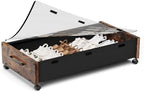 KITHELP Wooden Under Bed Storage with Wheels, Rolling Under the Bed Storage Bins with Removable Lid, Metal Under Bed Drawers for Clothes and Shoes in Bedroom or Living Room(Vintage Brown-1pack) by KITHELP