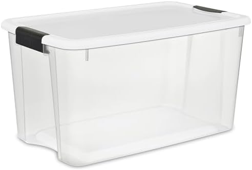 Sterilite 24-Pack Ultra Latching Box, Storage Bins with Lids, Clear Plastic, 70 Quart - Heavy-Duty Organizing Containers for Closet, Bathroom, and Office by Sterilite