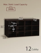 DINZI LVJ Shoe Storage Bench with Cushion, 40.9" Cubby Shoe Rack, 12-Cubby - Image 3