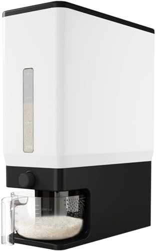 Lifewit Rice Dispenser 25 Lbs, Airtight Storage with Measuring Cup, Black by Lifewit