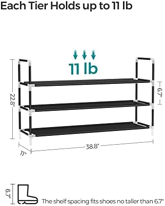 SONGMICS 3-Tier Shoe Rack, Shoe Storage for Hallway Closet - Image 3