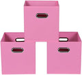 Fabric storage bins Cubes, Fabric Cube Organizer with Handle, Foldable Cube Bins for Cloth or Accessary Storage, 11x11x11, Set of 3, (Pink) by Yunkeeper