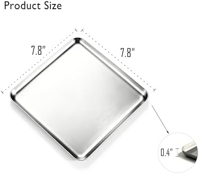 Small Stainless Steel Tray, 7.8 Inch Square Silver Metal Tray - Image 6