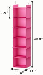 YOUDENOVA Hanging Closet Organizer, Closet Organizers and Storage, Pink | 6-Shelf Hanging Clothes Organizer with Waterproof Oxford Fabric, Ideal for Dorm Room Essentials, Clothes & Shoes - Image 3