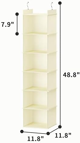 YOUDENOVA Hanging Closet Organizer, Closet Organizers and Storage, Beige | 6-Shelf Hanging Clothes Organizer with Waterproof Oxford Fabric, Ideal for Dorm Room Essentials, Clothes & Shoes - Image 3