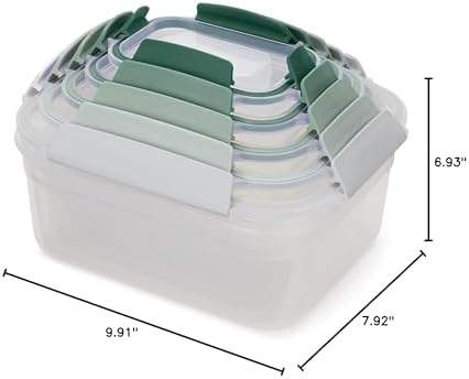 Joseph Joseph Nest Lock, 10 Piece Plastic Food Storage Container set with lids, Leak Proof, Airtight, Space Saving, Kitchen Storage, BPA free - Sage Green - Image 3