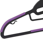 Amazon Basics Space Saving Non-Slip Rubber Coated Plastic Hangers with 360 Degree Swivel Hook, Black/Purple, Pack of 50 - Image 4