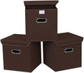 Closet Organizers Fabric Storage Bins With Lids Collapsible Cube Storages Organizer Basket With Handles,Storage Boxes for Clothes Storage,Office,Toys,3 Pack,（Coffee by SEVENDOME