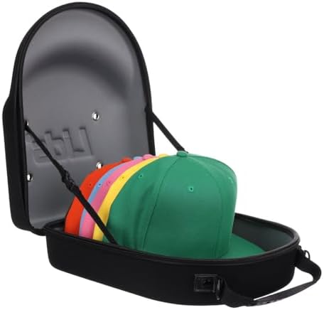Lids Hat Travel Case – Baseball Cap Carrier for 6 Hats, Durable Black Exterior with Grey Interior, Storage with Handle & Adjustable Shoulder Strap, Hard Hat Organizer for Travel & Closet by Lids