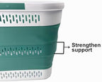 SAMMART 40L (10.5 Gallon) Collapsible Plastic Laundry Basket with Handles - Foldable Pop Up Storage Container/Organizer - Portable Laundry Hamper - Space Saving (2, White/Celadon Green) - Image 3