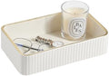 Desk Organizer Tray, PU Leather Nightstand Organizer, Ivory, Small by MEIBOOCH