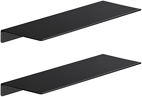 Danpoo 16 inch Metal Floating Shelves for Wall Organizer & Storage, Display Shelves for Bathroom, Living Room, Kitchen, Bedroom(Matte Black, 2-Pack) by Danpoo-ForYourHome