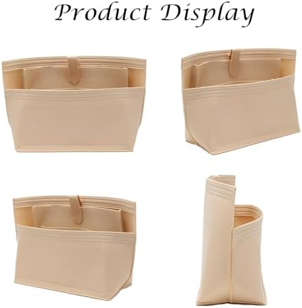 Doxo Purse Organizer Insert for Handbags, Felt Neverfull MM Organizer Insert with Laptop Compartment, Tote Bag Organizer with Zipper Pocket and Bottle Holder, Fit Neverfull MM and More, Beige-L - Image 7
