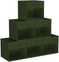 DIMJ Storage Cubes, Cube Storage Bin, 6 Pack Foldable Baskets with Window, Closet Storage Bins with Handle, 11x 11 inch Storage Cubes for Clothes, Toys, Books (Green) by DiMJ