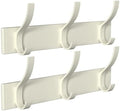White 3-Hook Wall Coat Rack – Modern Metal Hanging Track, No-Drill Adhesive Mount, Space-Saving Entryway Organizer for Jackets, Hats & Bags, Perfect for Bathroom, Bedroom, Hallway (2-Pack) by Vollumo