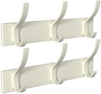 White 3-Hook Wall Coat Rack – Modern Metal Hanging Track, No-Drill Adhesive Mount, Space-Saving Entryway Organizer for Jackets, Hats & Bags, Perfect for Bathroom, Bedroom, Hallway (2-Pack) by Vollumo