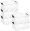 Superio Storage Bins with Lids, Clear Plastic Containers for Organizing, Stackable Totes, BPA Free, Odor Free, Organizer Boxes for Home, and Dorm (5 Pack, 36 Qt) by Superio