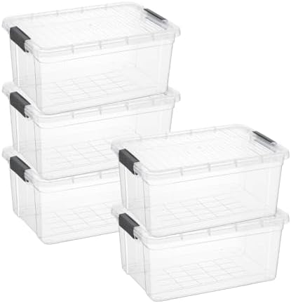 Superio Storage Bins with Lids, Clear Plastic Containers for Organizing, Stackable Totes, BPA Free, Odor Free, Organizer Boxes for Home, and Dorm (5 Pack, 36 Qt) by Superio