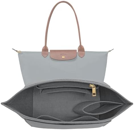 LOUKAYCCI Felt Purse Organizer Insert for Longchamp Le Pliage M Handbag Insert (Light Grey, Medium) by LOUKAYCCIPREMIUMBRAND