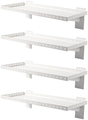 Slatwall Shelves 24x10 Inch, Slatwall Accessories for Retail, Garage, Home Storage, Heavy Duty Slat Wall Hanging Shelf (4, White) by Unknown