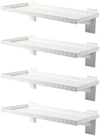 Slatwall Shelves 24x10 Inch, Slatwall Accessories for Retail, Garage, Home Storage, Heavy Duty Slat Wall Hanging Shelf (4, White) by Unknown