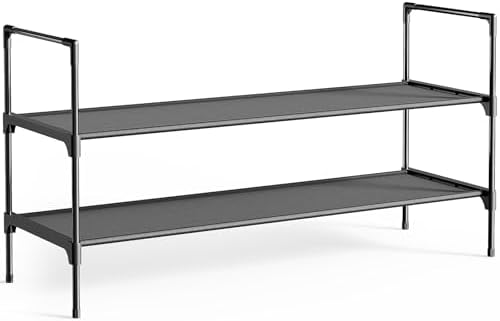 Kitsure Shoe Rack for Closet, Shoe Organizer, 36.2" Wide - 2 Tier, Black | Shoe Storage for Closet, Entryway, Easy- Assembly& Space-Saving Shoe Shelf with Side Handle, Closet Organizer by Kitsure
