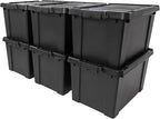 IRIS USA 6-Pack 20 Gal Heavy Duty Lockable Storage Totes with Lids, Black by IRISUSA