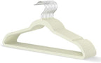 Ivory Velvet Hangers 20 Pack, Slim Space Saving Suit Hangers for Closet Organizer, Rotating Silver Hook, Non Slip Clothes Felt Hanger Heavy Duty for Coat,Shirt, Pants, Camisole, Dress by MLKJHHI