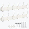 Dntorx Coat Rack Wall Mount, 2 Pack White Coat Hooks Hanger Wall with 6 Double Hooks Rack Rail Towel Hat Rack Entryway Bathroom Hanger Organizer for Robes, Clothes, Bags, Hat by Dntorx