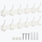 Dntorx Coat Rack Wall Mount, 2 Pack White Coat Hooks Hanger Wall with 6 Double Hooks Rack Rail Towel Hat Rack Entryway Bathroom Hanger Organizer for Robes, Clothes, Bags, Hat by Dntorx