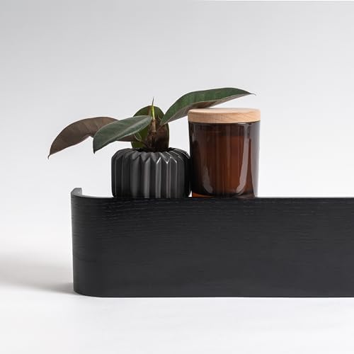 Kazai. Wall-Mounted Coat Rack 'Toke' - Modern Design Coat Rack with Hidden Wall Hooks - Solid Wood Veneer Panel Coat Hanger - Oak, Black - Image 5