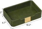 PU Leather Valet Tray, Nightstand Organizer, Catchall Tray, Green - Image 5