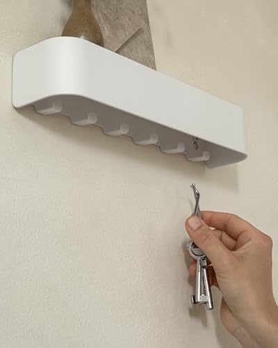 Kazai. Key Holder for Wall 'Tone' | Minimalist Key Hooks Design from Berlin | Modern Key Hanger with Metal Shelf | Key Hook Wall Mounted as Hallway Furniture | White - Image 6