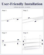 Kitsure Extra-Long Shoe Rack for Closet, 39.0" Wide - 3 Tier, White | Shoe Organizer for Front Door Entrance, Stackable Shoe Shelf, Closet Organizers and Storage - Image 2