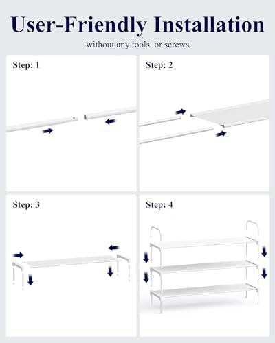 Kitsure Extra-Long Shoe Rack for Closet, 39.0" Wide - 3 Tier, White | Shoe Organizer for Front Door Entrance, Stackable Shoe Shelf, Closet Organizers and Storage - Image 2