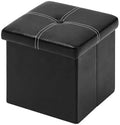 B FSOBEIIALEO Storage Ottoman Cube, 11.8" Faux Leather Footrest Chest,Black by BFSOBEIIALEO
