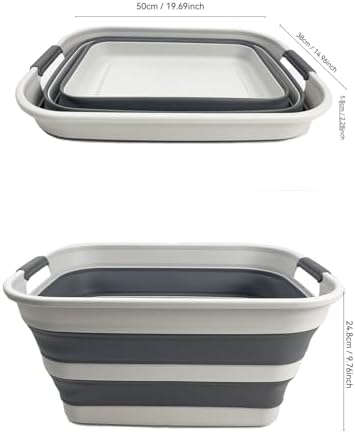 SAMMART Collapsible Plastic Laundry Basket - Foldable Pop Up Storage Container/Organizer - Portable Washing Tub - Space Saving Hamper/Basket (Grey/Steel Grey, 27L) - Image 2