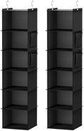 YOUDENOVA Hanging Closet Organizer and Storage, 6-Shelf, 2 Packs, Black | Breathable Fabric, 2 Side Pockets, Clothes Organizer, Hanging Shelves, Closet Storage, College Dorm Room Essentials for Guys by YOUDENOVA