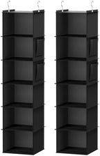 YOUDENOVA Hanging Closet Organizer and Storage, 6-Shelf, 2 Packs, Black | Breathable Fabric, 2 Side Pockets, Clothes Organizer, Hanging Shelves, Closet Storage, College Dorm Room Essentials for Guys by YOUDENOVA