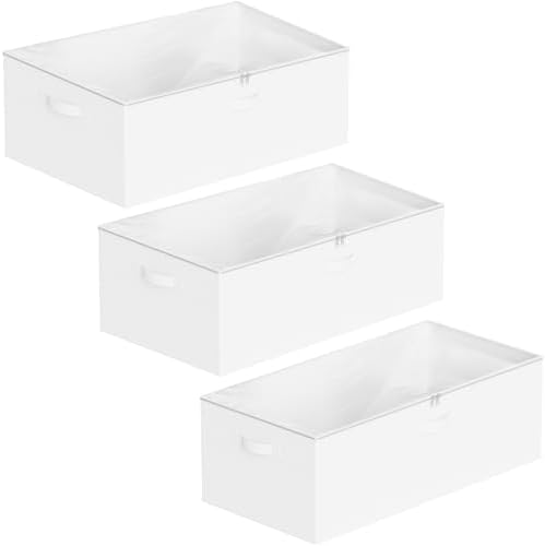 SpaceAid 3 Pack 10" High Under Bed Storage Containers, Large Underbed Storage Organizer Bins with Lids for Bedroom, Dorm, Clothes, Closet Organization, Bed Sheets and Blankets (White) - Image 7