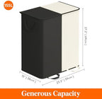 Lifewit Double Laundry Hamper with Lid, Removable Laundry Bags, White&Black - Image 5