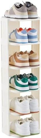 UFORU 6-Tier Small Vertical Shoe Rack,Plastic Shoe Organizer,Narrow Spaces by UFORU