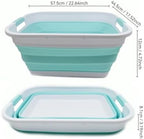 SAMMART 41L (10.8 gallon) Collapsible Plastic Laundry Basket-Foldable Pop Up Storage Container/Organizer-Portable Washing Tub, Water capacity: 32L (8.4 gallon) (Rectangular, White/Lake Green) - Image 2
