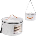 HEAVYWOOD Hat Box for Women Storage Travel Felt Hat Case for Wide-Brim Cowboy Hat Storage Foldable Organizer for Closet Large Round Hat Carrier with Portable Handle Shoulder Strap (Light Gray) by HEAVYWOOD