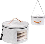 HEAVYWOOD Hat Box for Women Storage Travel Felt Hat Case for Wide-Brim Cowboy Hat Storage Foldable Organizer for Closet Large Round Hat Carrier with Portable Handle Shoulder Strap (Light Gray) by HEAVYWOOD